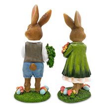 Load image into Gallery viewer, Harvest and Bloom Country Bunny Pair Figurine, 8&quot; Rabbit Garden Statue Set
