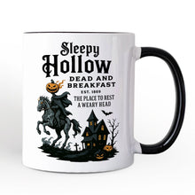 Carregar imagem no visualizador da galeria, Headless Horseman Sleepy Hollow Halloween Personalized Mug, Dead and Breakfast Retro Gift with Custom Name
