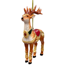 Cargar imagen en el visor de la galería, Majestic Deer in Gold Armor Ornament, Regal Christmas Tree Decor
