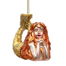 Carregar imagem no visualizador da galeria, Mesmerizing Mermaid Glass Ornament, Beachy Sea Goddess Holiday Decor

