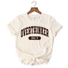 Carregar imagem no visualizador da galeria, Over Thinker 247 T-Shirt, Minimalist Collegiate White, Natural and Black Tee for Tired Women
