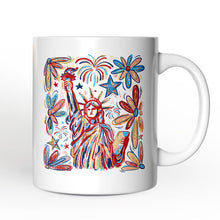 Carregar imagem no visualizador da galeria, Patriotic Statue of Liberty and Fireworks Personalized Mug, Festive 4th of July Gift with Custom Name
