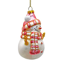 Load image into Gallery viewer, (Pre-Order) Pink Snowman Glass Ornament, Eclectic Christmas Tree Decor
