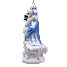 Load image into Gallery viewer, (Pre-Order) Polar Whisperer Santa Glass Christmas Ornament, Arctic Polar Bear, Wolf, and Bunny Rabbit
