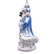 Carregar imagem no visualizador da galeria, Polar Whisperer Santa Glass Christmas Ornament, Arctic Polar Bear, Wolf, and Bunny Rabbit
