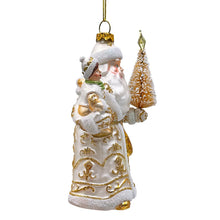 Carregar imagem no visualizador da galeria, Radiant Gold Santa Claus Glass Christmas Ornament, Holiday Tree Decoration
