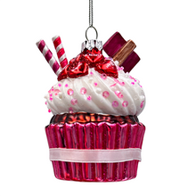 Load image into Gallery viewer, (Pre-Order) Romantic Cupcake Glass Ornament, Romantic Keepsake Christmas Decor
