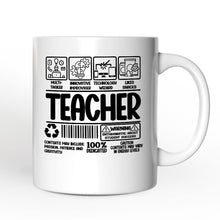 Load image into Gallery viewer, Teacher Label Personalized Mug, Funny Barcode for Dedicated Educators Gift with Custom Name

