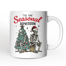 Load image into Gallery viewer, Tis the Seasonal Depression Personalized Mug, Dark Humor Christmas Gift with Custom Name
