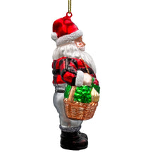 Carregar imagem no visualizador da galeria, Wholesome Santa the Vegetable Farmer Glass Christmas Ornament, Farm Style Holding Potatoes, Lettuce, and Tomatoes
