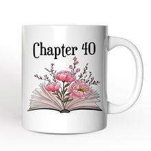 Load image into Gallery viewer, 40th Birthday Pink Flowers Book Personalized Mug, Chapter 40 Gift With Custom Name
