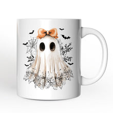 Load image into Gallery viewer, Coquette Ghost Personalized Mug, Cute Halloween Gift with Custom Name
