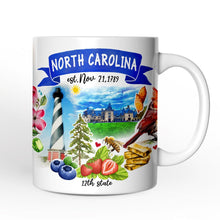 Carregar imagem no visualizador da galeria, Artistic North Carolina State Themes and Landmarks Personalized Mug With Custom Name
