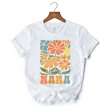 Load image into Gallery viewer, Boho Floral Mama T-Shirt, Natural and White Tee Large Flowers for Modern Moms
