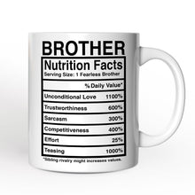 Carregar imagem no visualizador da galeria, Brother Nutrition Facts Personalized Mug, Birthday Gift with Custom Name
