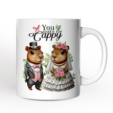Cargar imagen en el visor de la galería, Cute Married Couple Capybara Personalized Mug, You Make Me Cappy Romantic Wedding Gift With Custom Names
