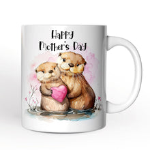 Load image into Gallery viewer, Cute Otters Mother’s Day Themed Custom Mug, Personalized Art Animal Mom and Daughter Gift
