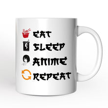 Load image into Gallery viewer, Eat Sleep Anime Repeat Personalized Mug, Funny Anime Lover Gift With Custom Name
