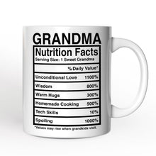 Carregar imagem no visualizador da galeria, Grandma Nutrition Facts Personalized Mug, Birthday Gift With Custom Name
