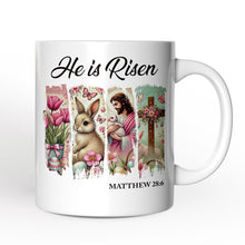 Carregar imagem no visualizador da galeria, He Is Risen Easter Jesus Personalized Mug, Matthew 28:6 Christian Gift With Custom Name
