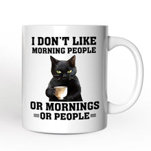 Carregar imagem no visualizador da galeria, I Don't Like Morning People Personalized Mug, Sarcastic Black Cat Lover Gift With Custom Name
