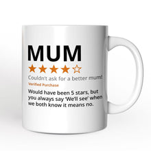 Carregar imagem no visualizador da galeria, Mum Star Reviewed Personalized Mug, Playful Mother Gift With Custom Name
