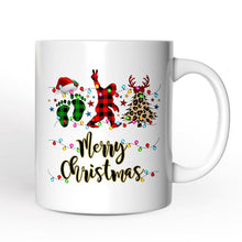 Carregar imagem no visualizador da galeria, Personalized Mug Bigfoot Buffalo Plaid Christmas, Sasquatch Holiday Decoration
