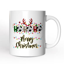 Carregar imagem no visualizador da galeria, Personalized Mug Soccer Buffalo Plaid Christmas, Ho Ho Ho Football Gift
