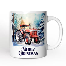 Carregar imagem no visualizador da galeria, Vintage Tractor Personalized Mug, Pristine Snowy Serenity Christmas Gift With Custom Name and Date
