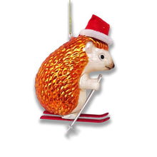 Carregar imagem no visualizador da galeria, Skiing Hedgehog Christmas Glass Ornament

