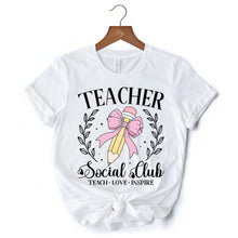 Carregar imagem no visualizador da galeria, Teacher Social Club T-Shirt, White, Natural, and Black Tee for Stylish Educators
