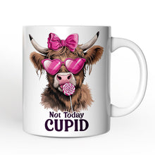Carregar imagem no visualizador da galeria, Valentines Highland Cow Personalized Mug, Not Today Cupid Funny Cow Lover Gift
