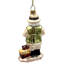 Carregar imagem no visualizador da galeria, Adventurous Safari Santa Handblown Glass Ornament, African Jungle Explorer Travel Themed Christmas Decor
