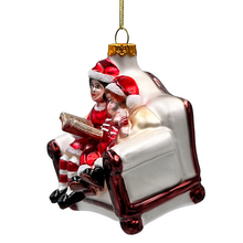 Load image into Gallery viewer, (Pre-Order) Charming Kids on the Couch Glass Christmas Ornament, Sentimental Holiday Tree Decor
