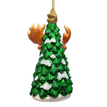 Load image into Gallery viewer, Cozy and Cute Sweater Moose Glass Christmas Ornament, Farmhouse Elk Tree Decoration
