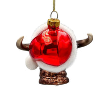 Load image into Gallery viewer, Festive Bison Glass Christmas Ornament, Buffalo Western Bovine Animal
