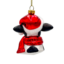 Load image into Gallery viewer, Festive Cow in Wreath Blown Glass Christmas Ornament, Farmhouse Theme Tree Decoration
