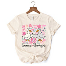 Carregar imagem no visualizador da galeria, Funny Goose Bumps Floral T-Shirt, White, Natural and Black Sarcastic Goose Tee Gifts
