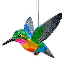Carregar imagem no visualizador da galeria, Graceful Hummingbird Iridescent Handcrafted Ornament, Glass Christmas Bird Tree Decoration
