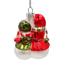 Load image into Gallery viewer, Heartwarming Snowman Couple Glass Ornament, Walking in a Christmas Wonderland Romantic Tree Decor

