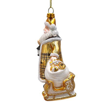 Carregar imagem no visualizador da galeria, Majestic Gold Santa Blown Glass Christmas Ornament, Sleigh Accessory Tree Decor
