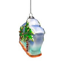 Carregar imagem no visualizador da galeria, Merry Beachmas Christmas Palm Tree Glass Ornament, Xmas in July Tropical Decor
