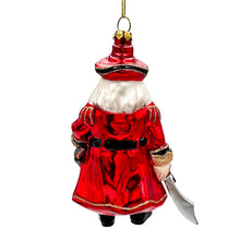 Load image into Gallery viewer, Santa Pirate Glass Christmas Ornament, Sea Sailer Bandit Unique Tree Decor
