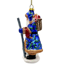 Load image into Gallery viewer, Victorian Vagabound Santa Claus Glass Christmas Ornament, Purple Tree Decor
