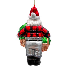 Carregar imagem no visualizador da galeria, Wholesome Santa the Vegetable Farmer Glass Christmas Ornament, Farm Style Holding Potatoes, Lettuce, and Tomatoes
