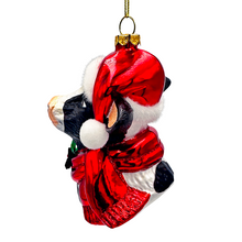 Load image into Gallery viewer, Festive Cow in Wreath Blown Glass Christmas Ornament, Farmhouse Theme Tree Decoration
