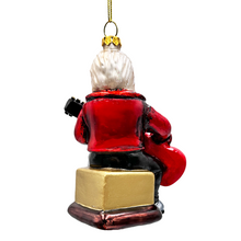 Load image into Gallery viewer, (Pre-Order) Rock Guitarist Santa Claus Glass Christmas Ornament, Rocker Musician Gift
