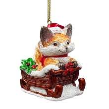 Load image into Gallery viewer, Sleigh-Borne Animal Ensemble Set of 5 Christmas Ornaments, Horse, Goat, Pig, Donkey, and Duck
