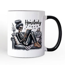 Carregar imagem no visualizador da galeria, Homebody Reading Skeleton Personalized Mug, Funny Lazy Selfcare Gift with Custom Name
