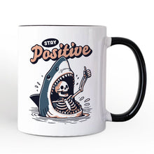 Carregar imagem no visualizador da galeria, Stay Positive Funny Shark and Skeleton Personalized Mug, Mental Health Motivational Gift with Custom Name

